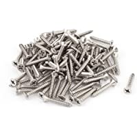 SOURCING MAP M 4 x 25 mm Phillips de cabeza plana acero inoxidable tornillos autorroscantes 100 piezas